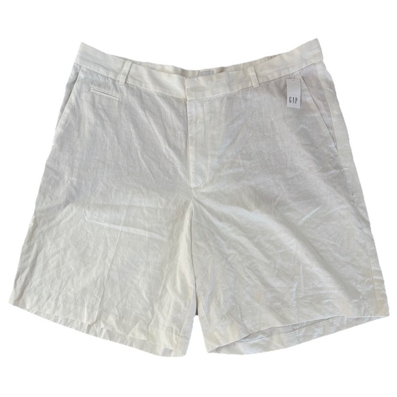 GAP Pants - NWT Gap 365 Low Rise Linen Blend Trouser Shorts White Size 18, 9" Inseam 780784